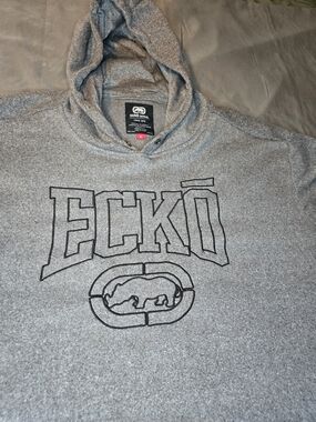 Ecko Unltd Y2K Ecko Unlimited Heather Gray Pullover Hoodie Rhino Logo Sweatshirt